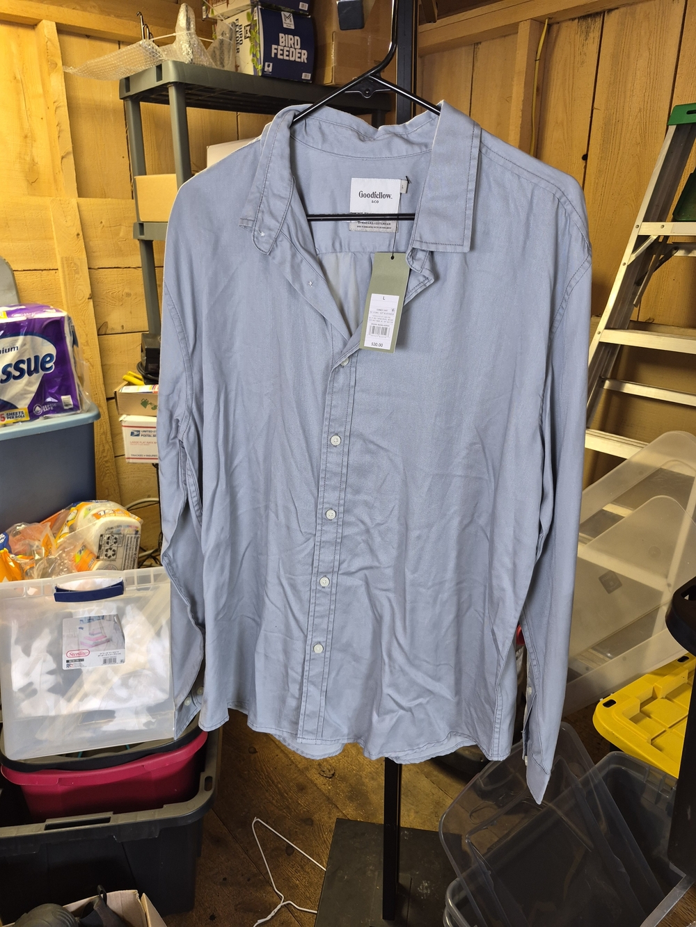 Goodfellow & Co Light Blue Casual Button-Down Shirt Bin 52